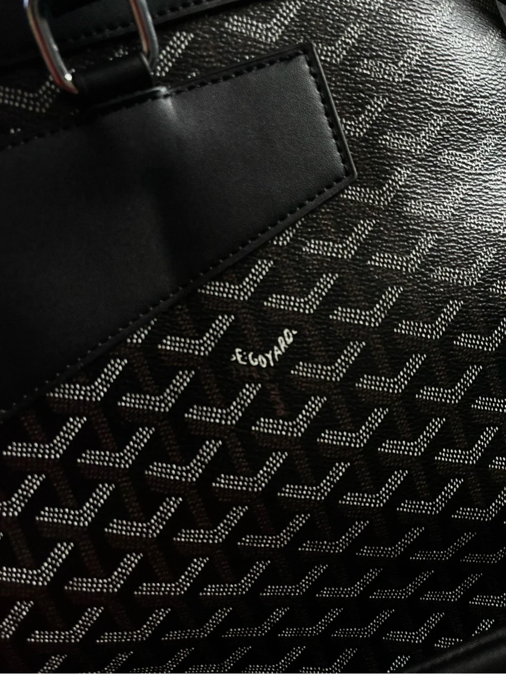 Men's Black Patterned Tote Bag - Elegant Work Carry